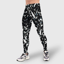 Тайтсы мужские Искажённый пёстрый чёрно-белый, цвет: 3D-принт — фото 2