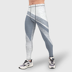 Тайтсы мужские Светлый серо-голубой текстурированный с полосой, цвет: 3D-принт — фото 2