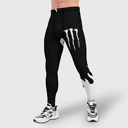 Тайтсы мужские Monster energy белый огонь, цвет: 3D-принт — фото 2