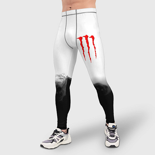 Мужские тайтсы Monster energy splash smoke / 3D-принт – фото 3