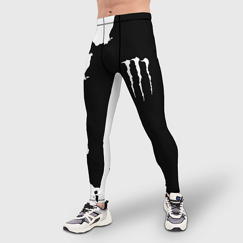 Мужские тайтсы Monster energy краски белые / 3D-принт – фото 3