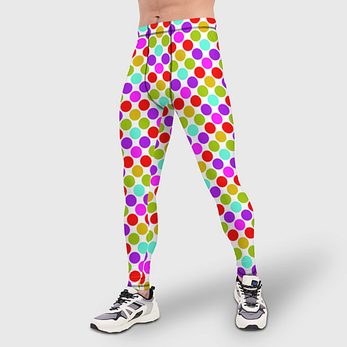 Мужские тайтсы Разноцветный горох на белом / 3D-принт – фото 3