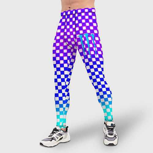 Мужские тайтсы Monster шахматная клетка градиент / 3D-принт – фото 3