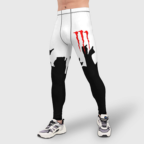 Мужские тайтсы Monster energy rock black / 3D-принт – фото 3