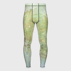 Тайтсы мужские Абстракция - white waves on green background, цвет: 3D-принт