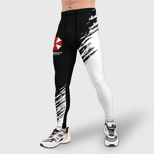 Мужские тайтсы Umbrella Corp - black and white / 3D-принт – фото 3