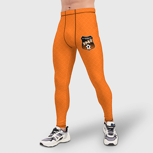 Мужские тайтсы ФК Урал - текстура оранжевая / 3D-принт – фото 3