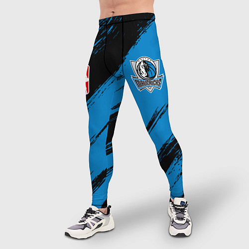 Мужские тайтсы Даллас Маверикс - черно синий / 3D-принт – фото 3