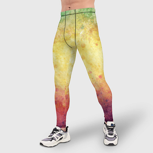 Мужские тайтсы Абстракция - layers of green, yellow and red / 3D-принт – фото 3