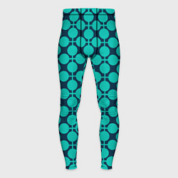 Тайтсы мужские Бирюзовый узор в клетку и горошек ретро, цвет: 3D-принт