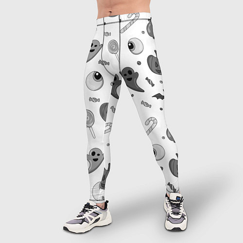 Мужские тайтсы Halloween grey and white / 3D-принт – фото 3