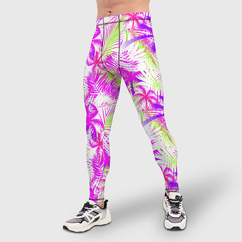 Мужские тайтсы Palm tree pink / 3D-принт – фото 3