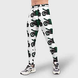Тайтсы мужские Motorbike dark green, цвет: 3D-принт — фото 2