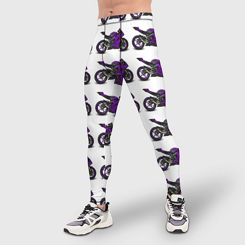 Мужские тайтсы Motorcycle purple / 3D-принт – фото 3