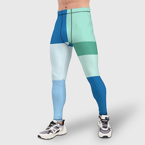 Мужские тайтсы Мятное небо колор-блок / 3D-принт – фото 3