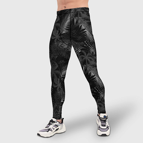 Мужские тайтсы Palm black and white / 3D-принт – фото 3