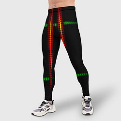 Тайтсы мужские Neon black green circles, цвет: 3D-принт — фото 2