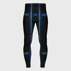 Мужские тайтсы Color black green blue lines