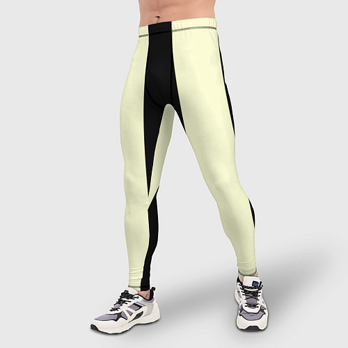 Мужские тайтсы Color black beige line / 3D-принт – фото 3