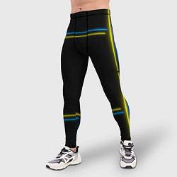 Тайтсы мужские Neon yellow blue, цвет: 3D-принт — фото 2