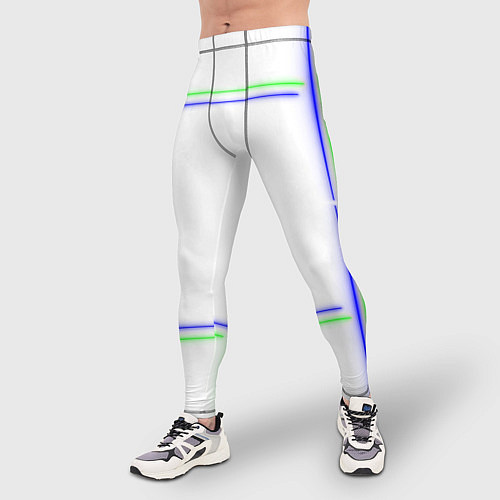 Мужские тайтсы Neon white green light blue / 3D-принт – фото 3