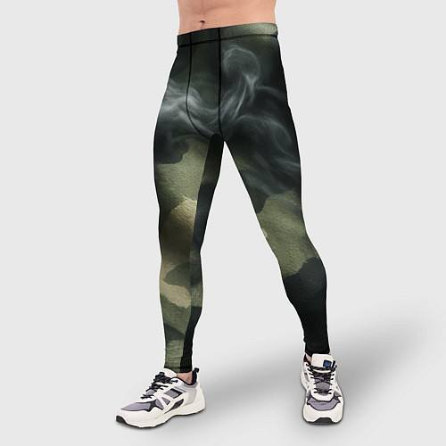 Мужские тайтсы Камуфляжная ткань с дымом / 3D-принт – фото 3