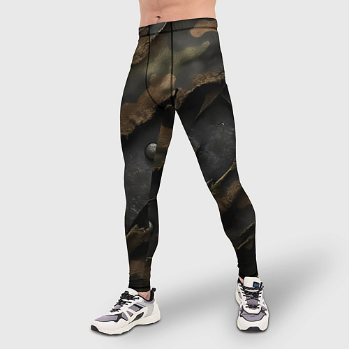 Мужские тайтсы Камуфляжная ткань на металле / 3D-принт – фото 3