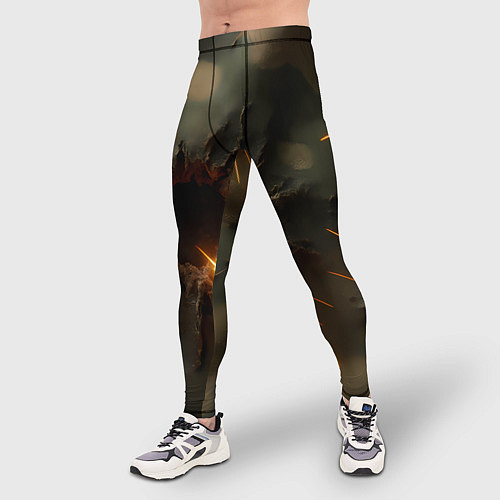 Мужские тайтсы Следы от пуль на камуфляже / 3D-принт – фото 3