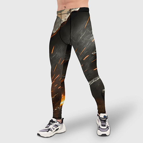 Мужские тайтсы Искры метала под камуфляжем / 3D-принт – фото 3