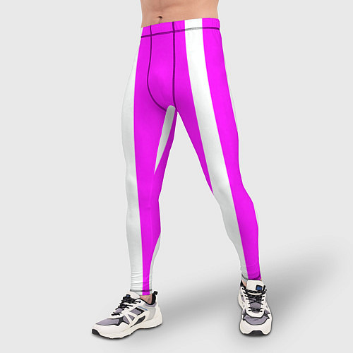 Мужские тайтсы Color white pink stripes / 3D-принт – фото 3
