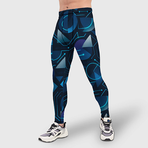 Мужские тайтсы Футуристическая сине-фиолетовая абстракция с хакер / 3D-принт – фото 3