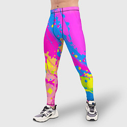 Тайтсы мужские Яркая абстракция из розовых и голубых красок, цвет: 3D-принт — фото 2