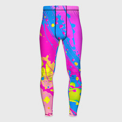 Тайтсы мужские Яркая абстракция из розовых и голубых красок, цвет: 3D-принт