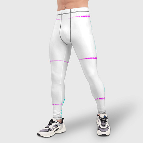 Мужские тайтсы Color white blue pink stripes / 3D-принт – фото 3