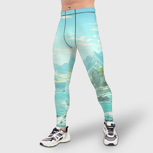 Мужские тайтсы Художественный берег со скалами / 3D-принт – фото 3