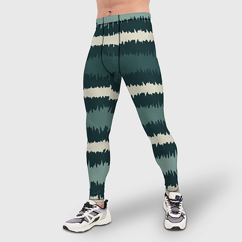 Мужские тайтсы Полосы зигзагообразные зеленые / 3D-принт – фото 3
