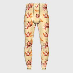 Мужские тайтсы Хеллоуин с тыквой и листьями