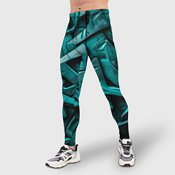 Тайтсы мужские Зеленая абстракция в стиле художника, цвет: 3D-принт — фото 2