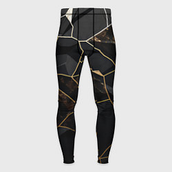 Тайтсы мужские Черно золотой мрамор, цвет: 3D-принт