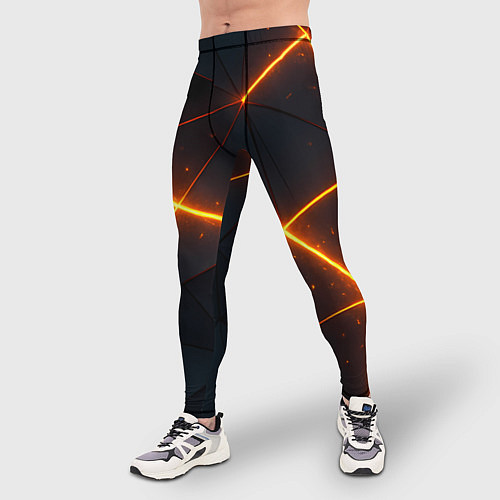 Мужские тайтсы Оранжевые геометрические лучи / 3D-принт – фото 3