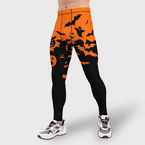 Мужские тайтсы Хэллоуин тыквы и призраки / 3D-принт – фото 3