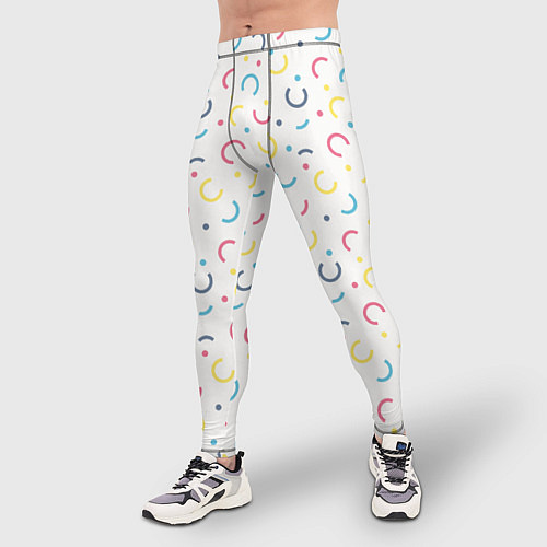 Мужские тайтсы Цветные точки и дуги на белом / 3D-принт – фото 3