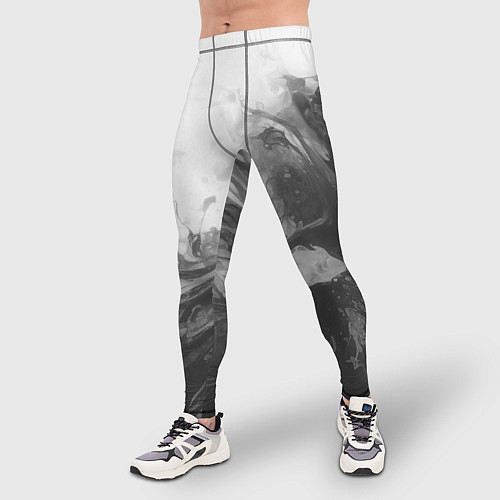 Мужские тайтсы Серые морские волны абстракция / 3D-принт – фото 3