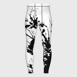 Мужские тайтсы Чёрная взрывная краска на белом