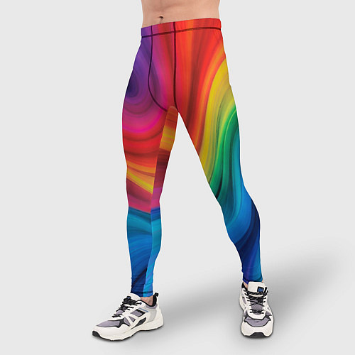 Мужские тайтсы Смесь ярких красок волнистыми линиями / 3D-принт – фото 3