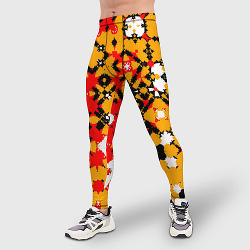 Мужские тайтсы Красно-желтая геометрическая абстракция / 3D-принт – фото 3