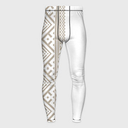 Тайтсы мужские Узоры славянские в бежевом цвете, цвет: 3D-принт