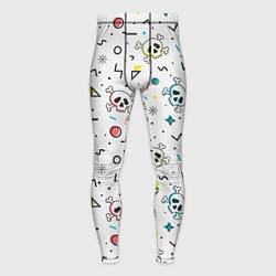 Мужские тайтсы Паттерн с черепами и геометрическими фигурами на Х