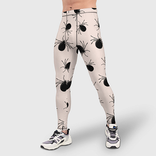 Мужские тайтсы Паттерн с черными жуками / 3D-принт – фото 3