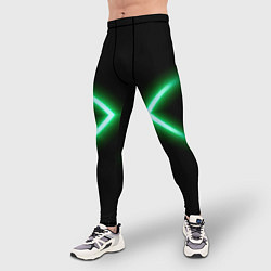 Тайтсы мужские Neon green lines, цвет: 3D-принт — фото 2